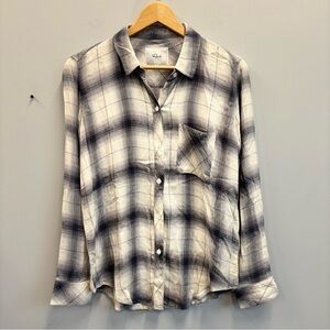 Rails Hunter Flannel Small White Gray Purple plaid